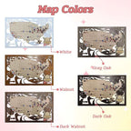 3D Cutout Wooden MLB Stadium Map with Engraved Nameplate & Team Pins - Mappae Pilot