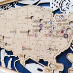Custom Color MLB Stadium Map with Nameplate & Team Logo Pins - Mappae Pilot