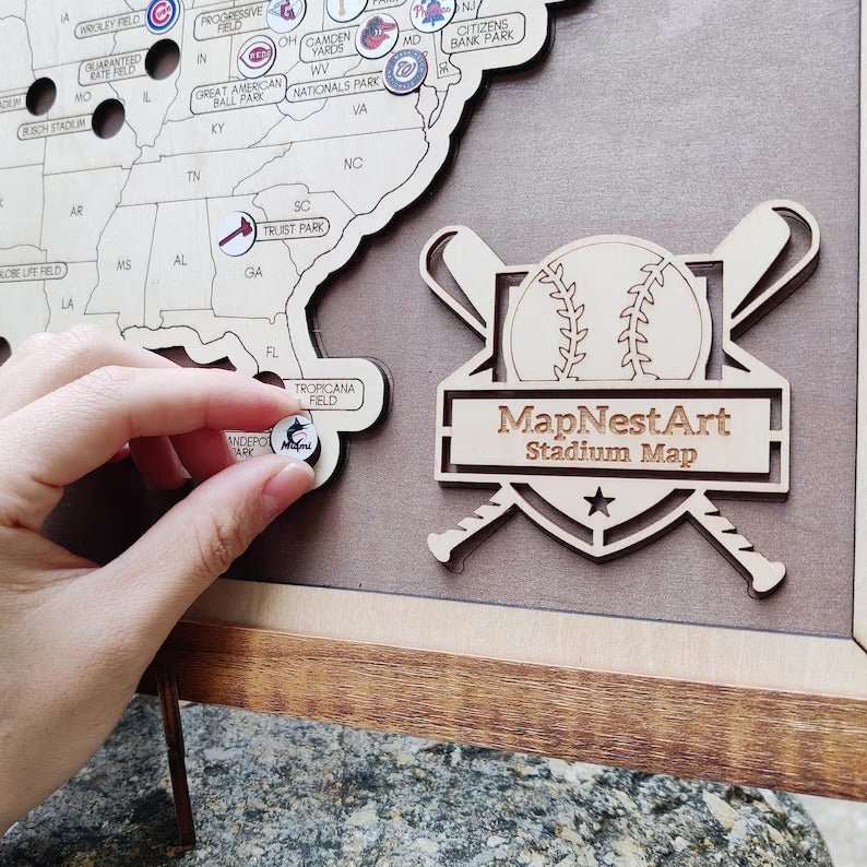Personalized Baseball Stadium Map | Retirement Gifts - Mappae Pilot