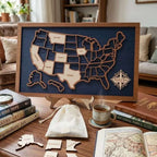 50 States Puzzle Map - Laser Cut Wooden USA Travel Tracker
