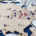 Custom Color MLB Stadium Map with Nameplate & Team Pins - Mappae Pilot