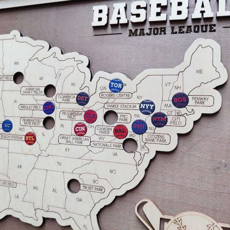 Personalized Baseball Stadium Map | Father's Day Gift for Sports Fans - Mappae Pilot