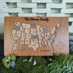 Personalized USA States Puzzle Map(Walnut)