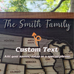 Personalized USA States Puzzle Map(Black Oak)