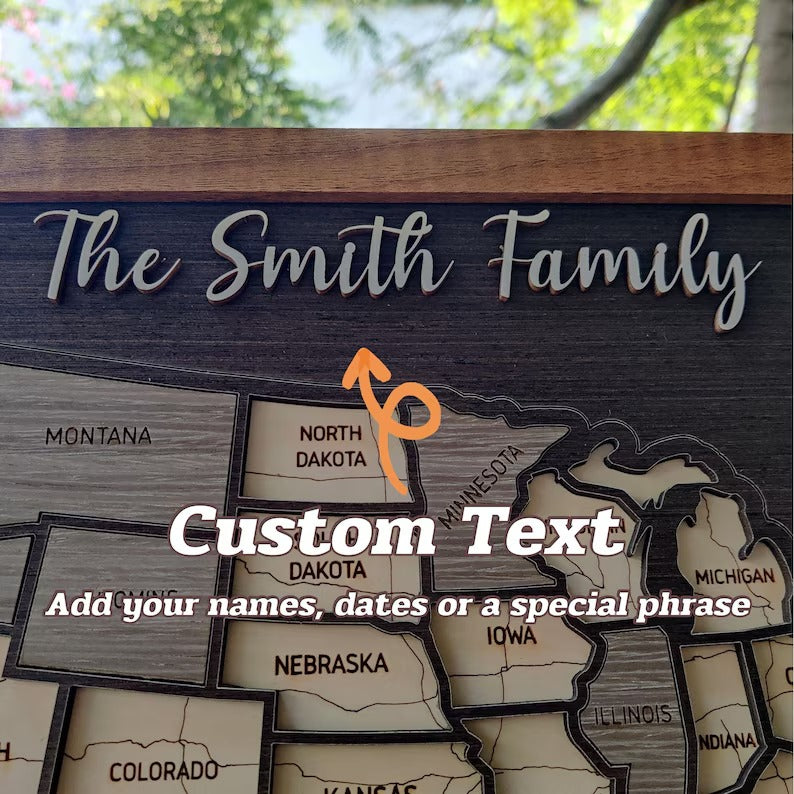 Personalized USA States Puzzle Map(Black Oak)