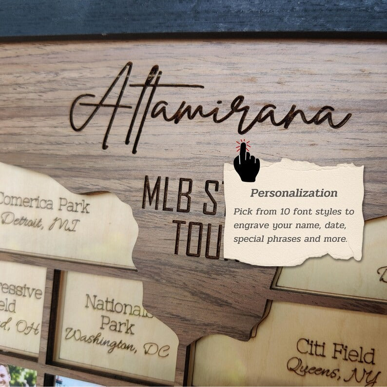 Personalized Baseball Stadium Map Photo Frame