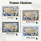 Custom Color MLB Stadium Map with Nameplate & Team Pins