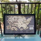 Personalized 2D National Parks Map with Nameplate(Charcoal)