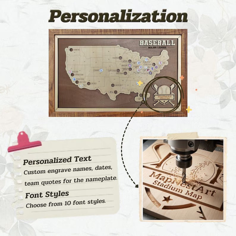 Personalized Baseball Stadium Map | Retirement Gifts