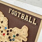 Personalized Brown Wooden NFL Stadium Map with Team Name Pins - Mappae Pilot