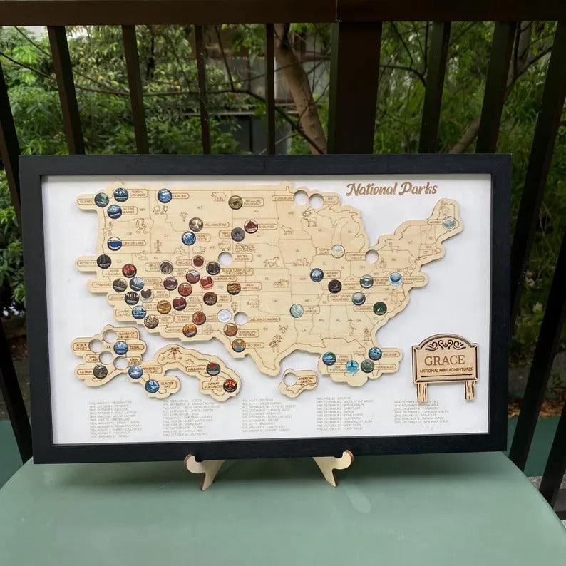 Personalized National Parks Map - Family Trip Gift & Adventure Decor
