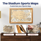 Football Stadium Map Tracker, Custom Wood Art