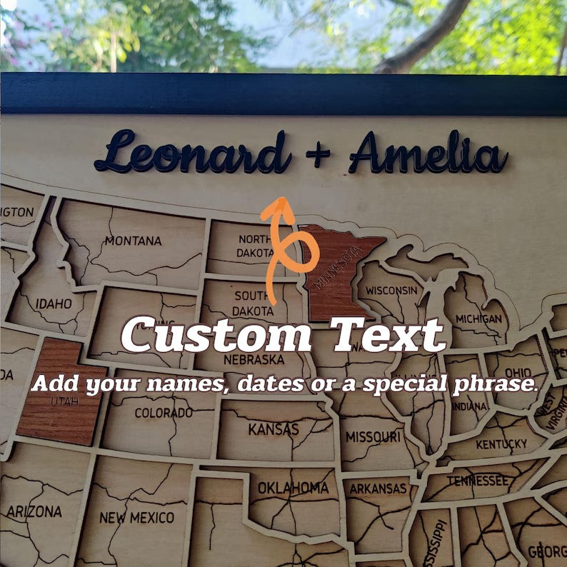 Personalized USA States Puzzle Map(Natural Wood)