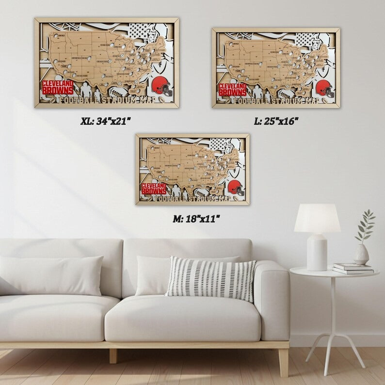 Football Stadium Map Tracker, Custom Wood Art