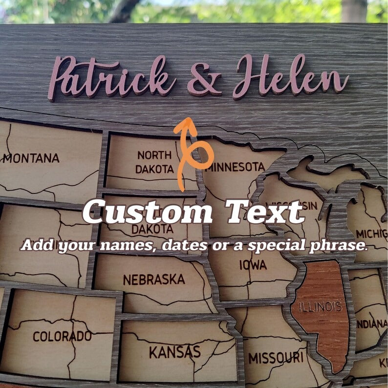 Personalized USA States Puzzle Map(Gery Oak)