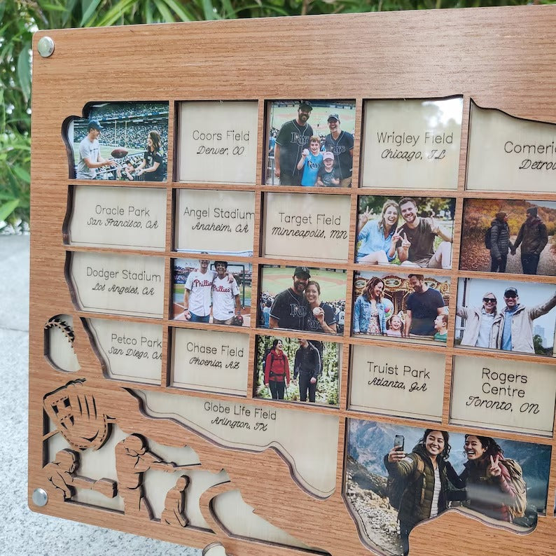 Personalized MLB Stadium Map Photo Frame(Laser Engraved Text)