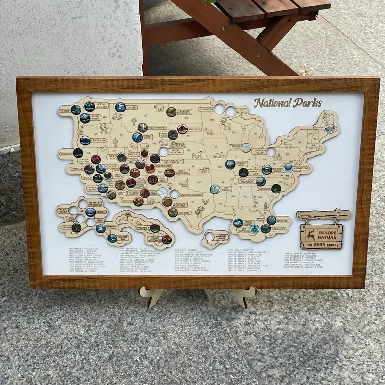 Personalized National Parks Map - Family Trip Gift & Adventure Decor