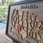 Personalized USA States Puzzle Map(Gery Oak)