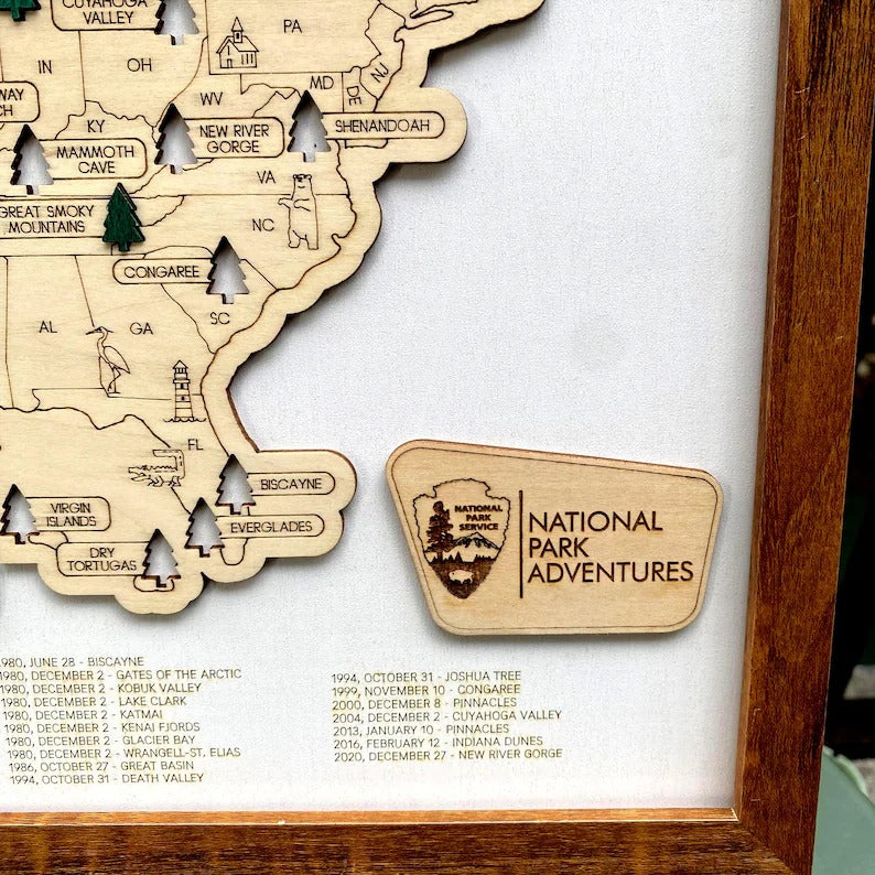Personalized 2D National Parks Map with Nameplate(White)