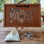 Personalized USA States Puzzle Map(Walnut)