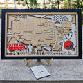 Football Stadium Map Tracker, Custom Wood Art