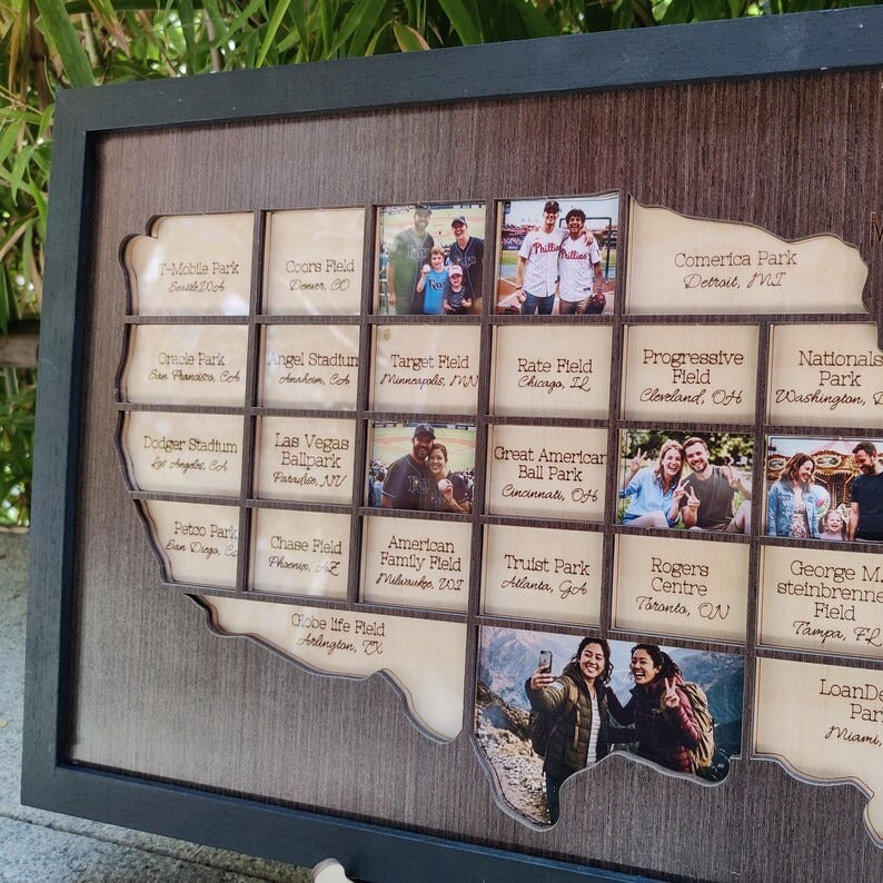 Personalized Baseball Stadium Map Photo Frame