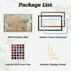 Personalized Wooden MLB Stadium Map with Colorful MLB Team Pins
