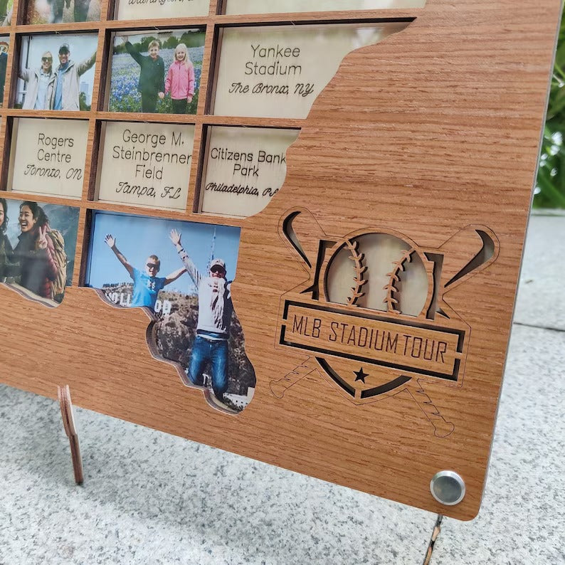 Personalized MLB Stadium Map Photo Frame(Laser Engraved Text)