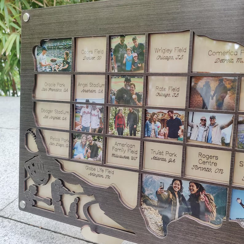 Personalized MLB Stadium Map Photo Frame(3D Raised Lettering)