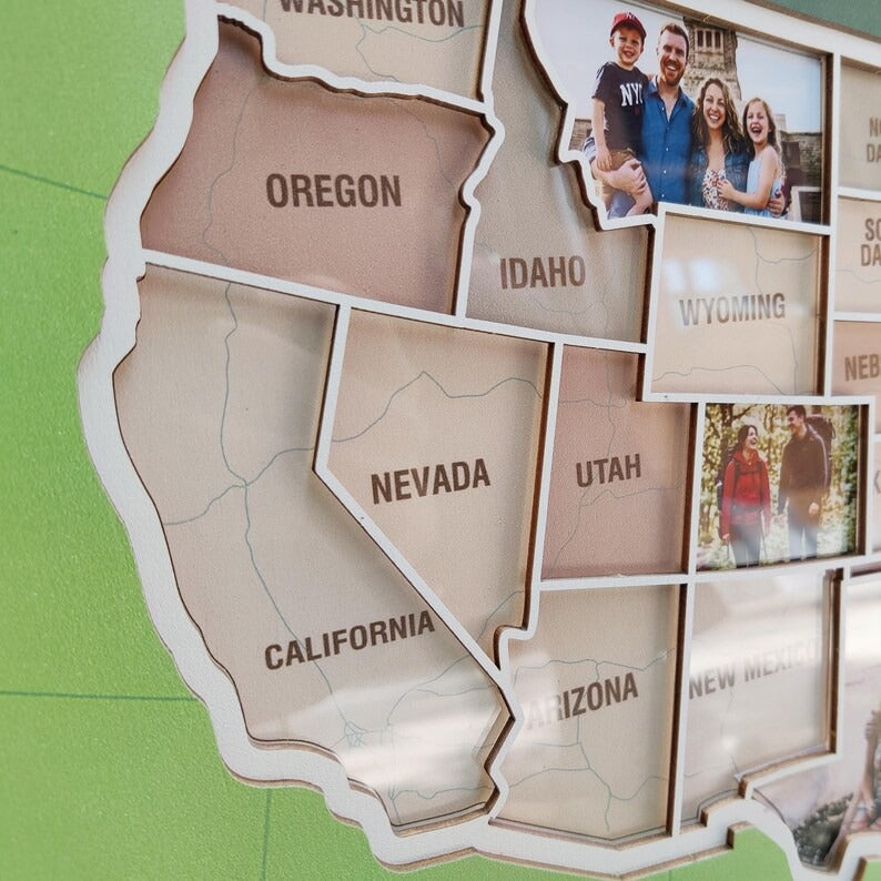 Personalized USA Photo Travel Map - Green
