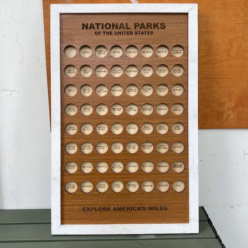 Wooden US National Parks Tracker Board