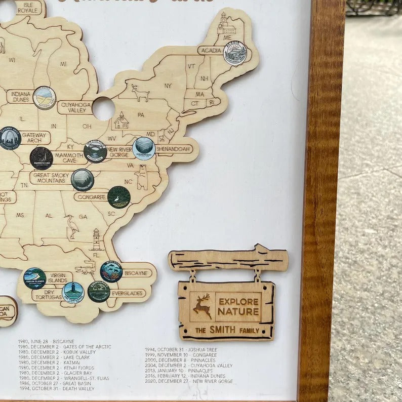 Personalized National Parks Map - Family Trip Gift & Adventure Decor