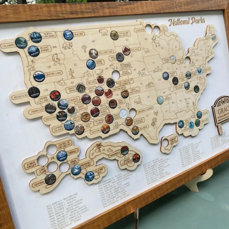 Personalized National Parks Map - Family Trip Gift & Adventure Decor