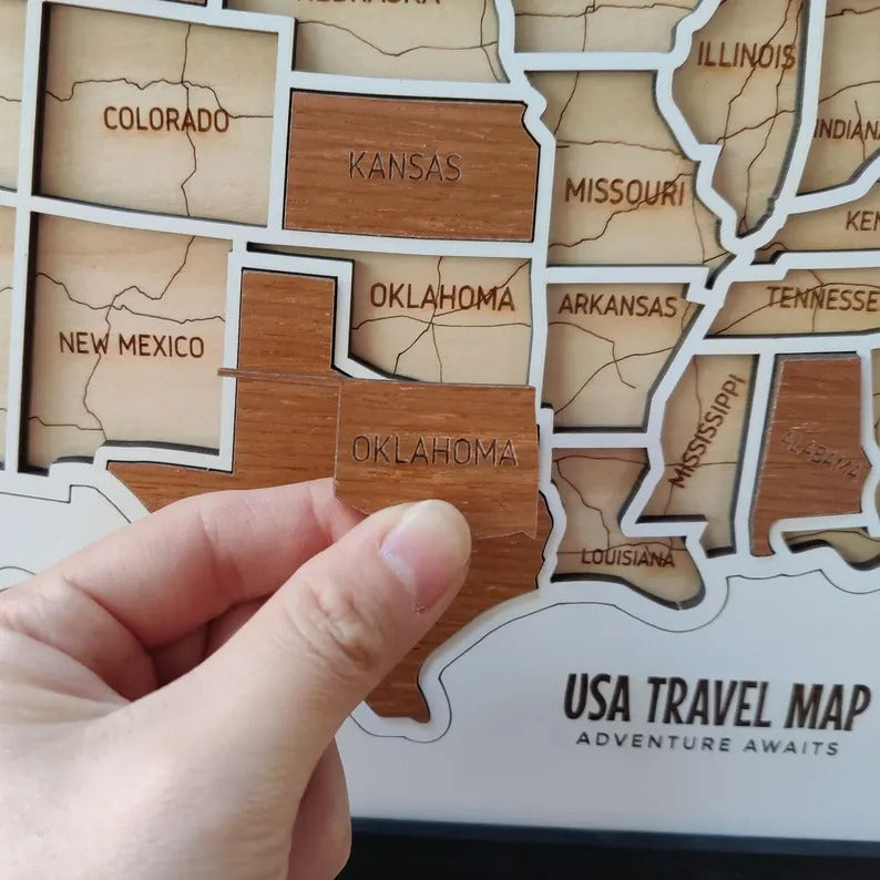 Personalized USA States Puzzle Map(White)