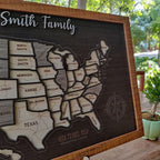 Personalized USA States Puzzle Map(Black Oak)