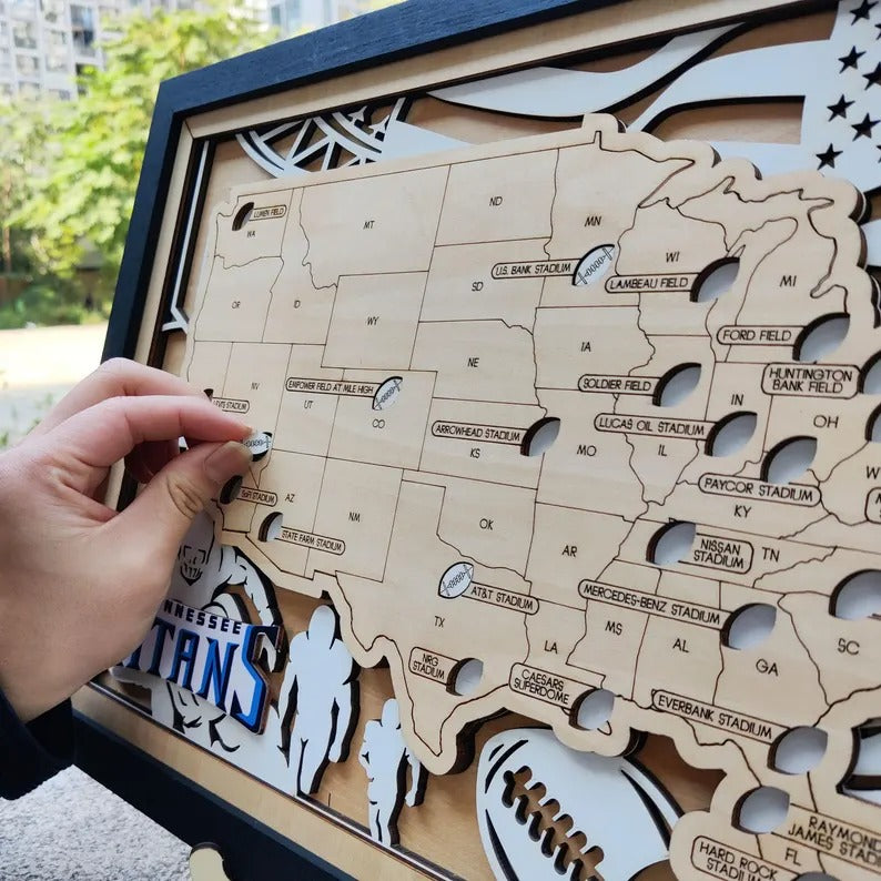 Football Stadium Map Tracker, Personalized Gifts