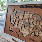 Personalized USA States Puzzle Map(Walnut)