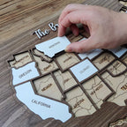 Personalized USA States Puzzle Map(Dark Walnut)