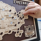 Personalized Football Stadium Tracker Map – Vintage Brown Background