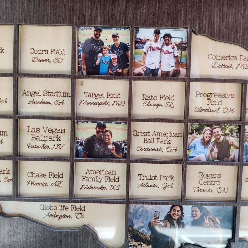 Personalized Baseball Stadium Map Photo Frame