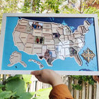 Personalized USA Photo Travel Map - Dark Blue