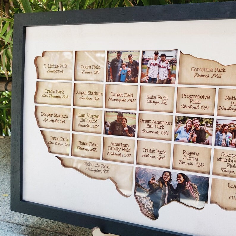 Personalized Baseball Stadium Map Photo Frame
