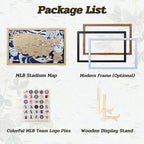 Custom Color MLB Stadium Map with Nameplate & Team Logo Pins