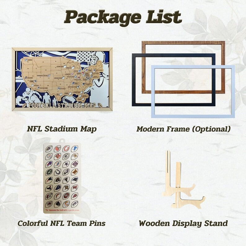 3D Wooden Football Stadium Map | NFL Bucket List Travel Tracker