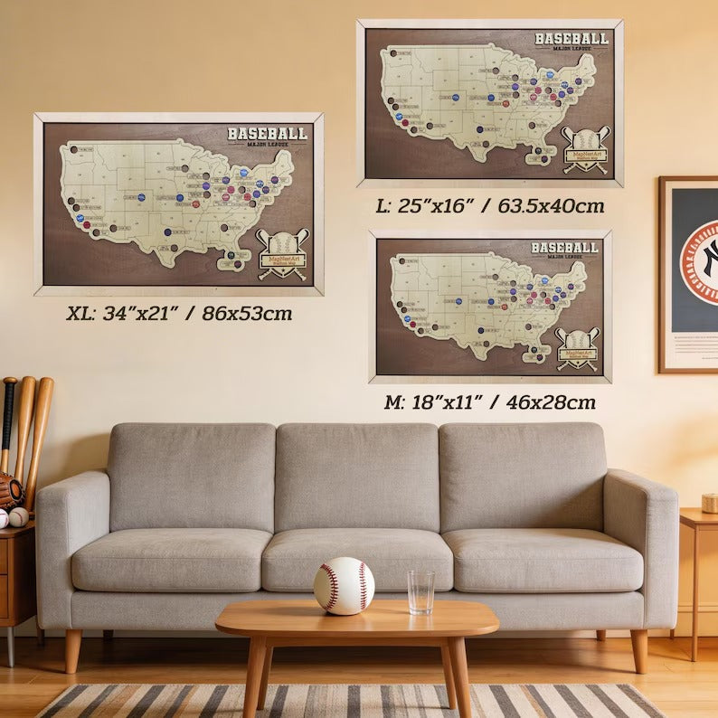 Personalized Baseball Stadium Map | Father's Day Gift for Sports Fans