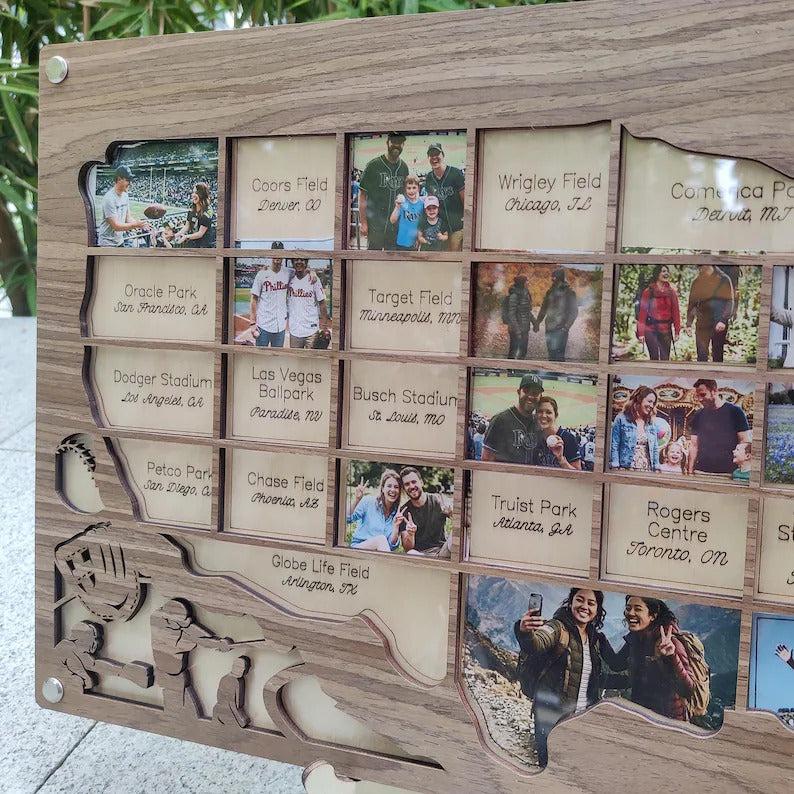 Personalized MLB Stadium Map Photo Frame(Laser Engraved Text)
