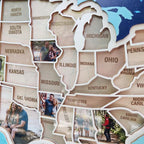 Personalized USA Photo Travel Map - Dark Blue