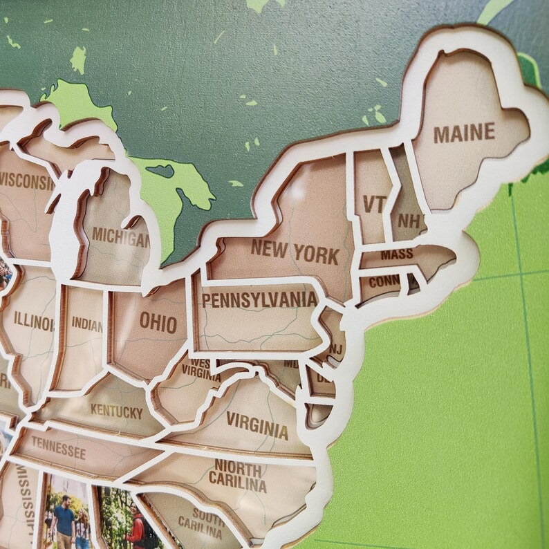 Personalized USA Photo Travel Map - Green