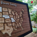 Personalized USA States Puzzle Map(Dark Walnut)
