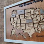 Personalized USA States Puzzle Map(Walnut)